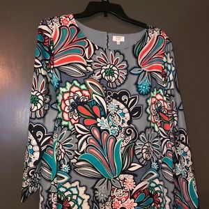 Spring, floral, above-the-knee dress.